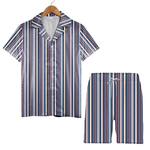 Nautical Vertical Stripe Hawaiian Shirt Preppy Classic Style