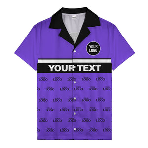 personalized logo & text striped hawaiian shirt for teams
