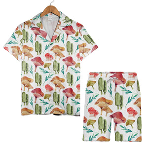 Psychedelic Pastel Mushroom Hawaiian Shirt on Black Background