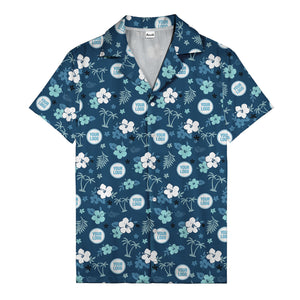 Purple Palm Blooms & Teal Leaf Hawaiian Shirt For Men