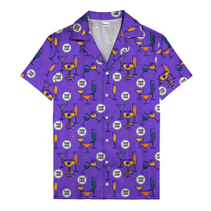 retro cocktail glasses & martini starburst hawaiian shirt