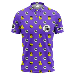 rubber duck repeat cartoon pattern custom logo black polo shirt for men