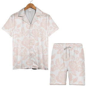 Save The Date Hawaiian Shirt with Damask Floral Pattern in Blush Pink