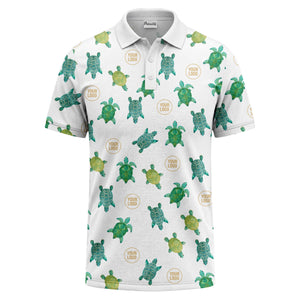 sea turtle repeat black teal golf polo shirt for men