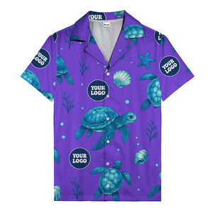 sea turtles & coral seashells aloha navy hawaiian shirt