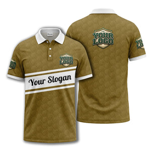 shield logo stars hexagon pattern polo shirt for men
