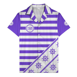 ship wheel and rope striped nautical maritime hawaiian shirt