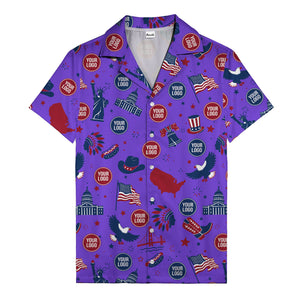 vintage cartoon statue of liberty & eagles patriotic hawaiian shirt