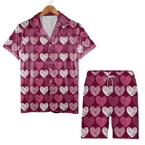 Watercolor Hearts Hawaiian Shirt with Polka Dots Gems and Cookie Shapes