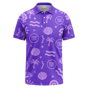 watercolor palm trees seashells waves polo shirt for beach vacation