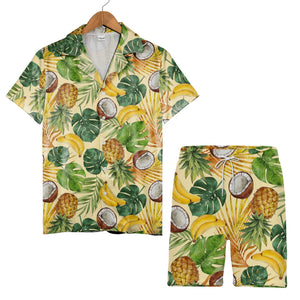 Watercolor Pineapple Hawaiian Shirt with Bananas and Coconuts
