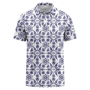 watercolor sunburst floral repeat pattern golf polo shirt