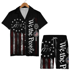We The People Distressed Hawaiian Shirt - Vintage Stars & Stripes Eagle Flag Print