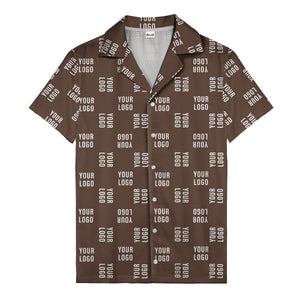 your logo repeat white on black modern graphic hawaiian shirt