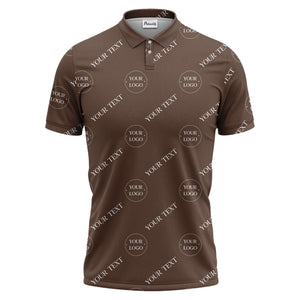 your name & logo repeat pattern black polo shirt for men