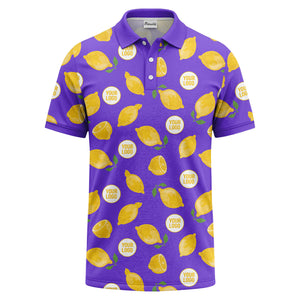 zesty lemon slices & leaf motif playful summer polo shirt