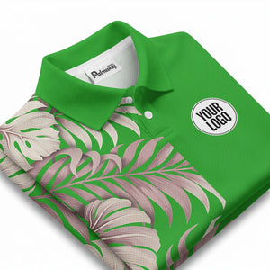 illustrated tropical leaf floral summer polo shirt for vacation vibes