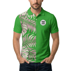 illustrated tropical leaf floral summer polo shirt for vacation vibes