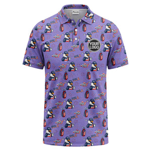 bald eagles golf bags fireworks patriotic polo shirt for men