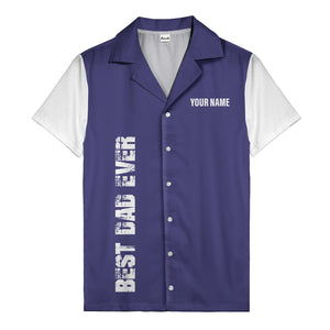 best dad ever vertical name personalized black graphic hawaiian shirt for men
