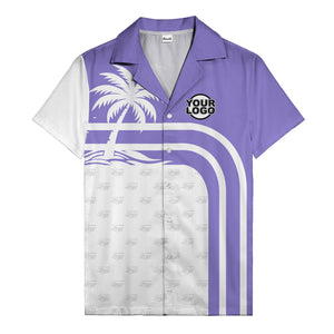 black and white palm trees curved stripes hawaiian shirt