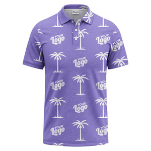 black gold palm trees & customizable logos graphic polo shirt