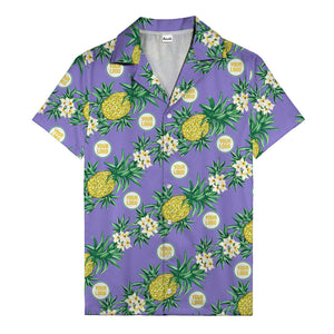 black pineapple & plumeria photographic all over hawaiian shirt