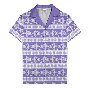 black sea turtles & white floral repeat hawaiian shirt for men