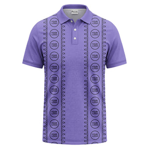 black white fish symbol repeat pattern golf polo shirt