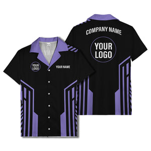black white geometric stripe personalized logo circle hawaiian shirt