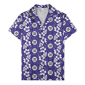 black & white hibiscus monstera custom logo hawaiian shirt for men
