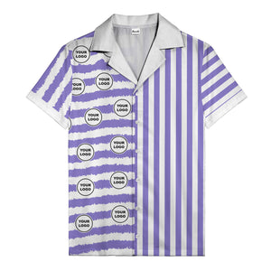 bold black-white stripe & circular logo hawaiian shirt