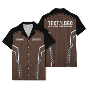 bowling team stripe name box hawaiian shirt for men