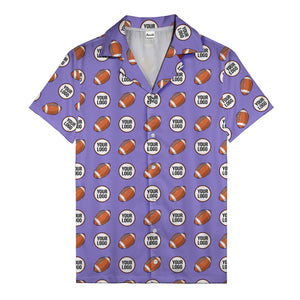 cartoon football field custom logo pattern black hawaiian shirt for men