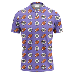 cartoon football logo circle repeat black sports polo shirt for men