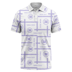 chain link grid custom logo monochrome polo shirt for men
