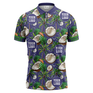 coconut palm trees ice cubes tropical black polo shirt for men