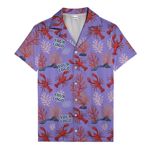 coral reef lobsters & watercolor logo repeat hawaiian shirt