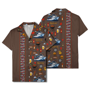 cruise ship grill & refreshments fun cartoon hawaiian shirt for men