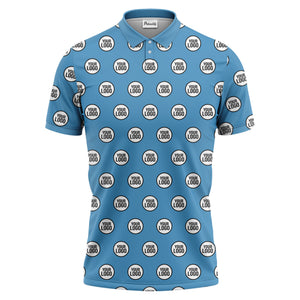 custom geometric circles logo polo shirt in red white black for men