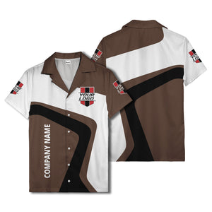 custom logo geometric stripe corporate hawaiian shirt for men