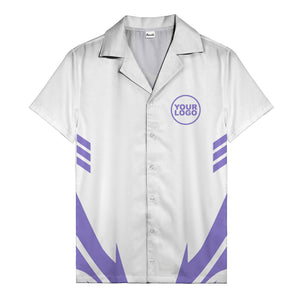custom logo geometric stripes hawaiian shirt men's aloha button down