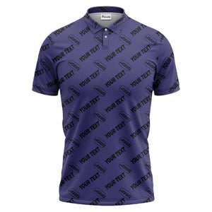 custom logo & monogram text repeat pattern black polo shirt for men