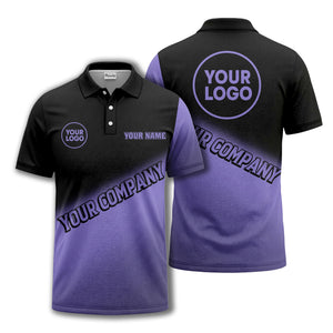 custom logo & name black white gradient corporate polo shirt