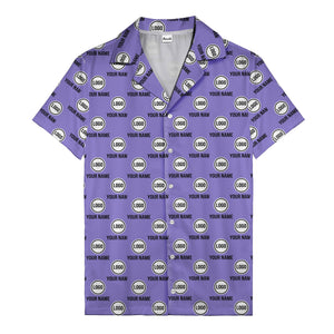 custom logo & name repeat pattern black hawaiian shirt for men