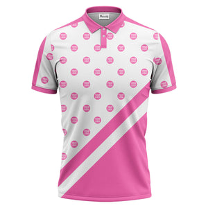 custom logo repeat diagonal stripe black & white polo shirt