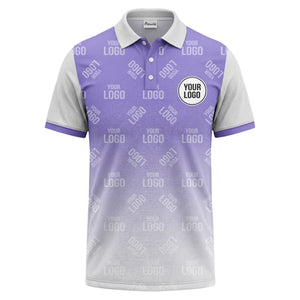 custom logo repeat gradient polo shirt for men in black & white