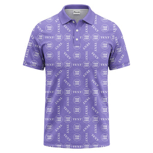 custom logo & text repeat all over print polo shirt