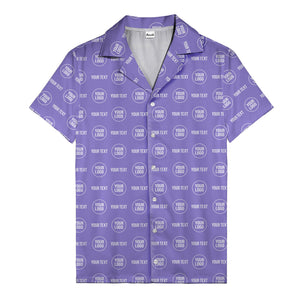 custom logo & text repeat pattern black hawaiian shirt for men