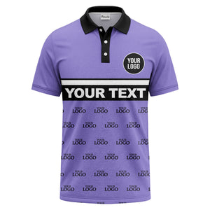 custom monogram logo repeat & text banner all over polo shirt